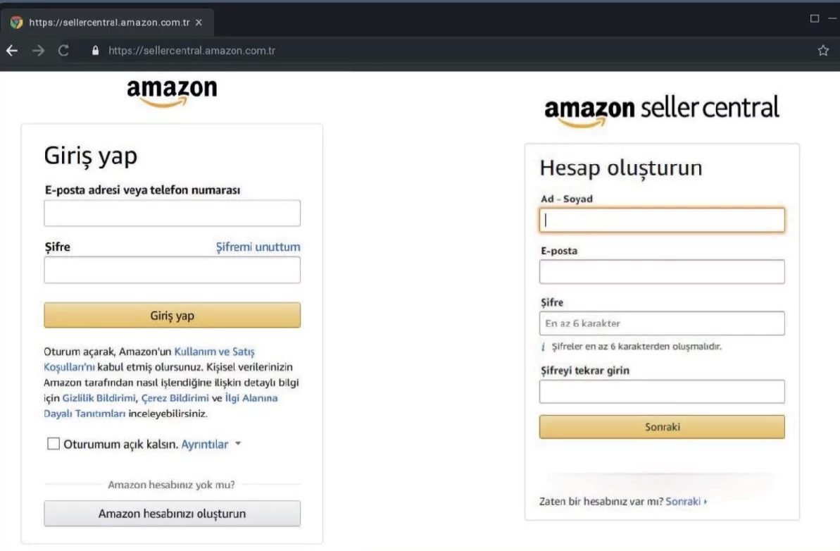 Amazon Hesap Aç Butonu