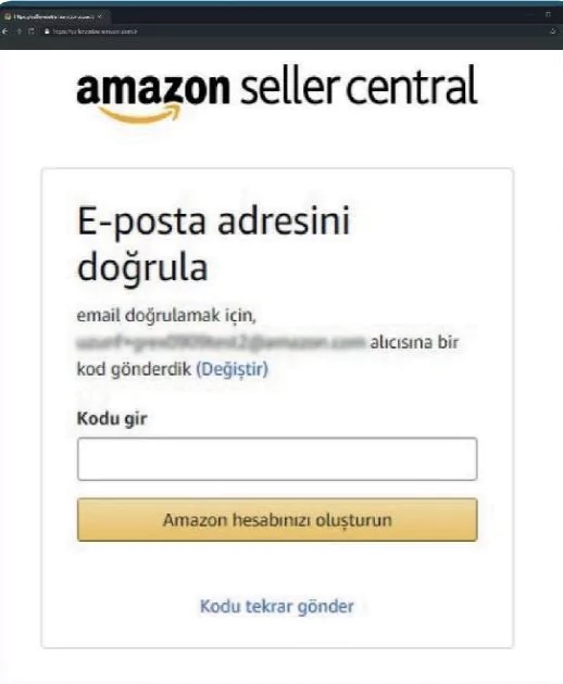 Amazon Hesap Oluşturma Ekranı