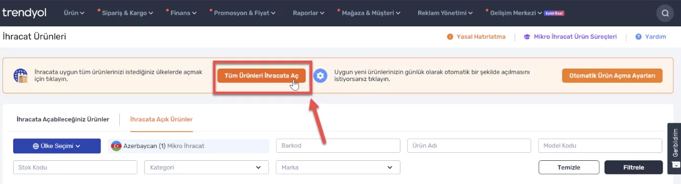 Ürün Açılışı Adımları
