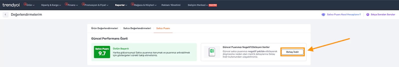 Trendyol Satıcı Puanı Görüntüleme Ekranı